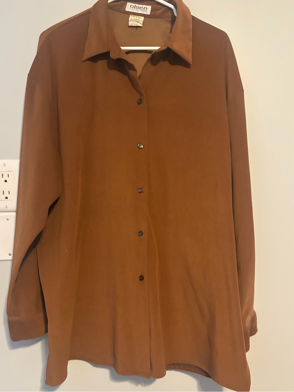 Olsen Soft Brown Vintage Button-Down Shirt